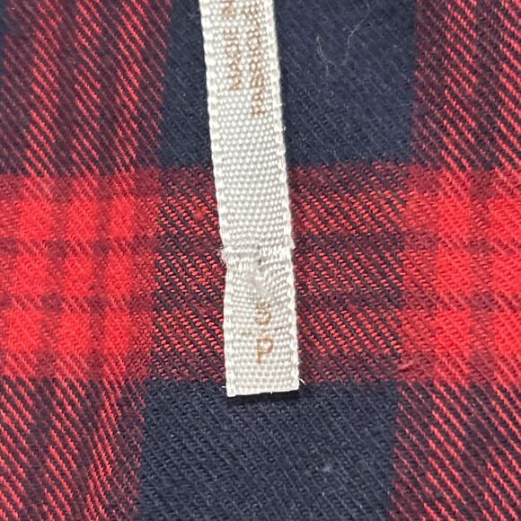 Free People Shirt Womens Small Cropped Red Navy Plaid Button Front Cotton - Picture 4 of 9